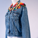 Feather Collar Denim Jacket
