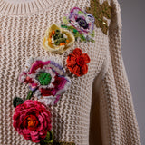 Crochet Flower Knitted Sweater