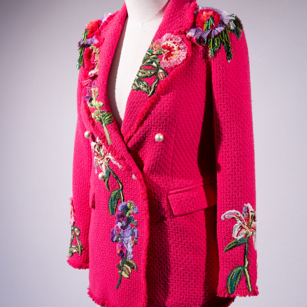 Blazer Fuchsia Flores 3D